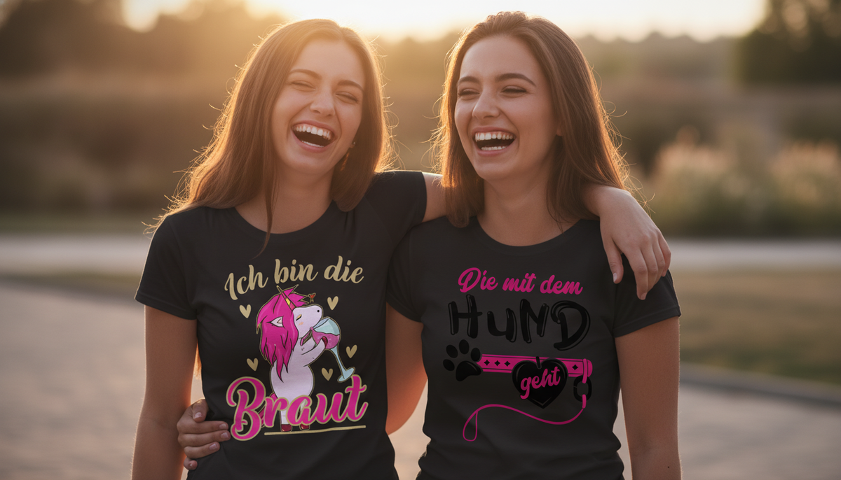 Freundinnen lachen, Shirtracer-Shirts